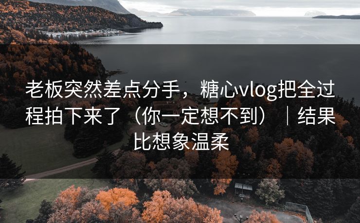 老板突然差点分手，糖心vlog把全过程拍下来了（你一定想不到）｜结果比想象温柔