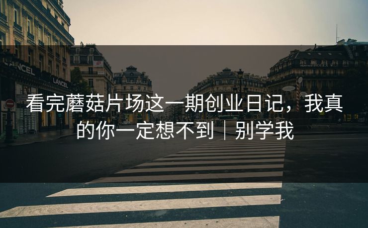 看完蘑菇片场这一期创业日记，我真的你一定想不到｜别学我