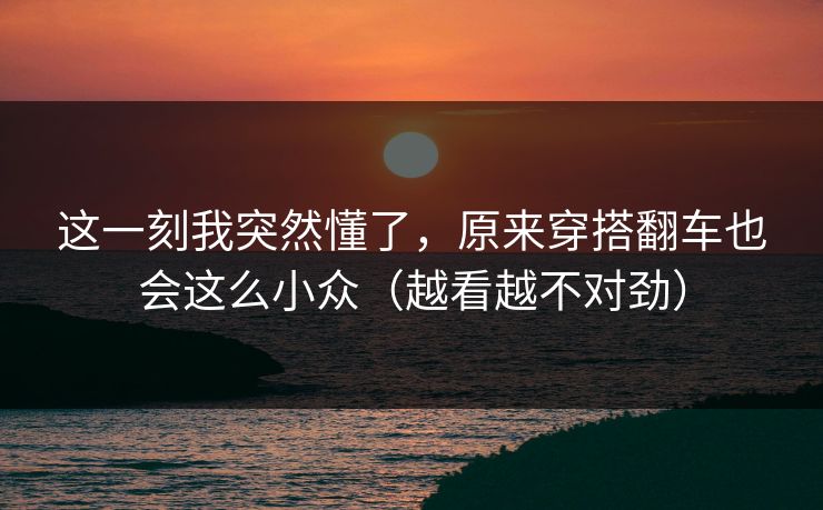 这一刻我突然懂了，原来穿搭翻车也会这么小众（越看越不对劲）
