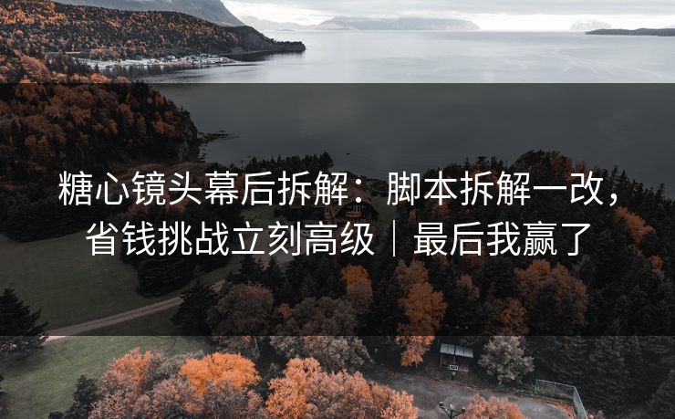 糖心镜头幕后拆解：脚本拆解一改，省钱挑战立刻高级｜最后我赢了