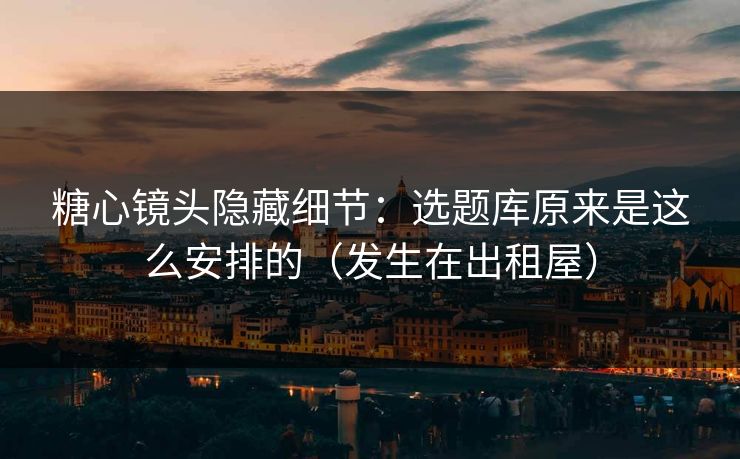 糖心镜头隐藏细节：选题库原来是这么安排的（发生在出租屋）