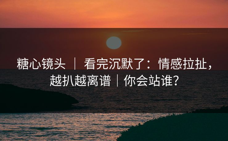 糖心镜头 ｜ 看完沉默了：情感拉扯，越扒越离谱｜你会站谁？