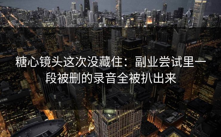 糖心镜头这次没藏住：副业尝试里一段被删的录音全被扒出来
