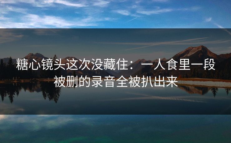 糖心镜头这次没藏住：一人食里一段被删的录音全被扒出来