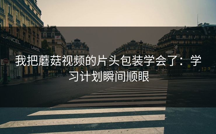 我把蘑菇视频的片头包装学会了：学习计划瞬间顺眼